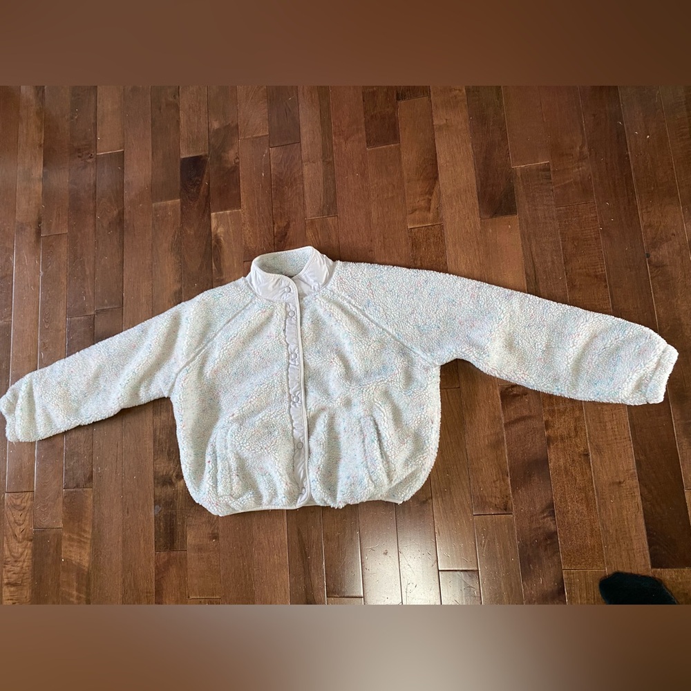 Gap Sherpa Oatmeal Confetti Bomber Jacket teen sz 18-20